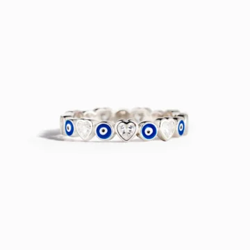 FOR DAUGHTER HEART&EVIL EYE RING BAND