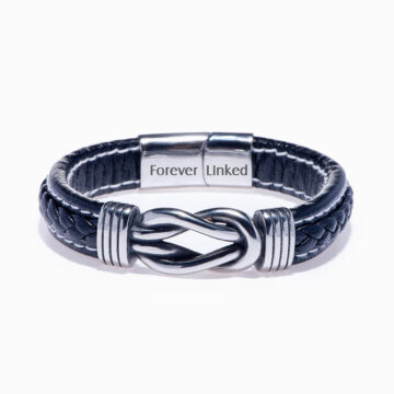 To My Son “Mother and Son Forever Linked Together” Leather Braided Bracelet