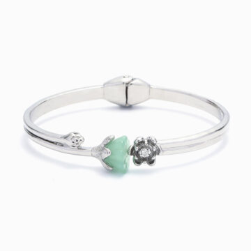 “No Mud, No Lotus” Jade & Silver Blooming Bracelet