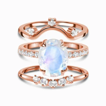 Moonstone Trinity Rings: Your Intuition Woven in Rose Gold