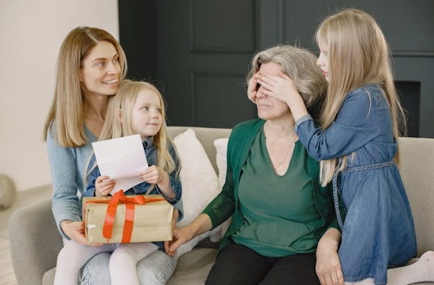 children selected the best gifts for grandmother
