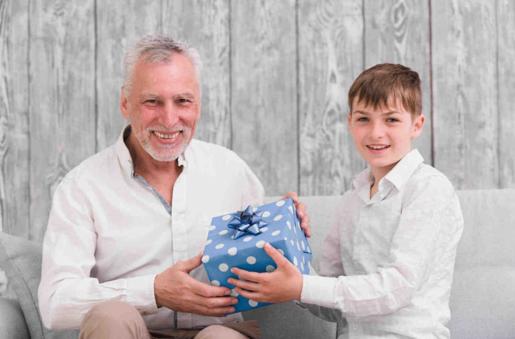Emotional moment of support, perfect for gifts for sons and grandsons.