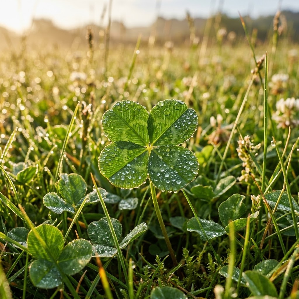 Lucky clover necklace inspired by the rare one-in-ten-thousand four-leaf clover